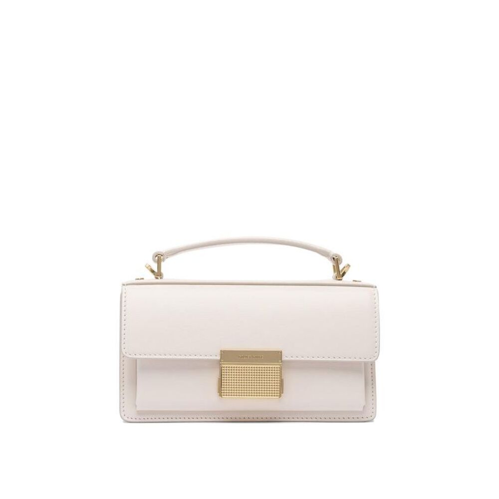 GOLDEN GOOSE Leather Top Handle Bag with Metallic Clasp Women WHITE Handbags